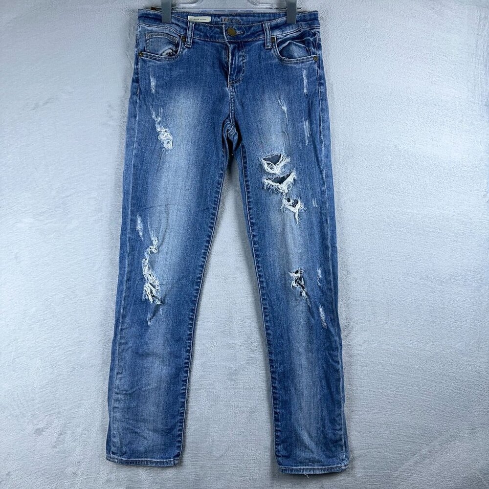Kut from the Kloth Catherine Boyfriend Jeans Distressed Womens Blue Size 4